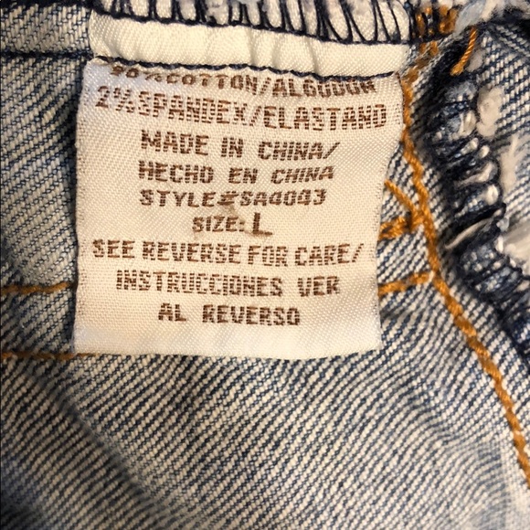 Denim Jean Jacket Peace Sign Fingers L - Picture 5 of 8